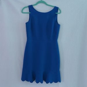 J. Crew Blue Sleeveless Dress w Back V & Scalloped Hem Unlined Size 4